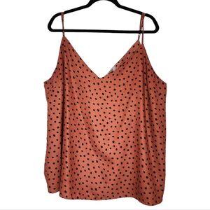 ASOS spaghetti strap blouse.  Terracotta orange black polka dot.  Plus Size 20